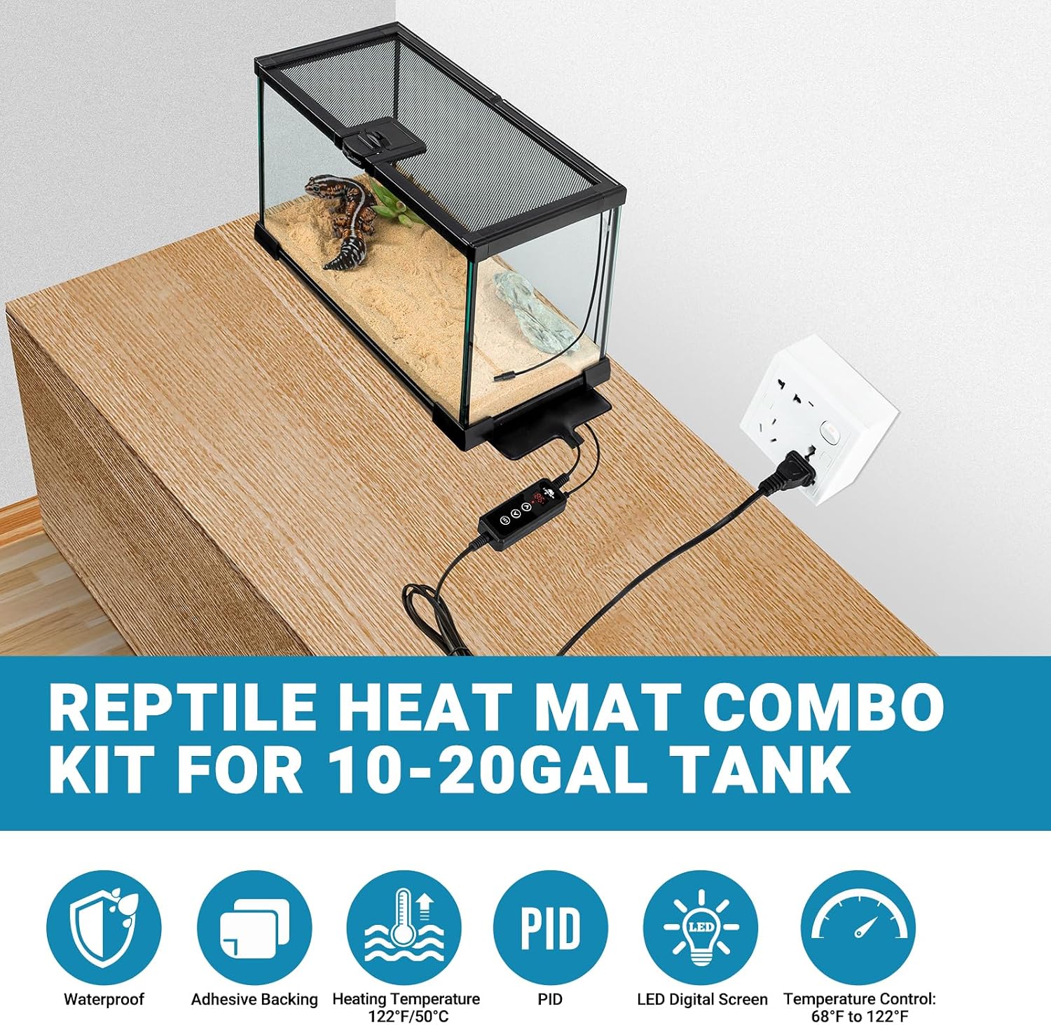 Adhesive back reptile tank heater installation demonstration