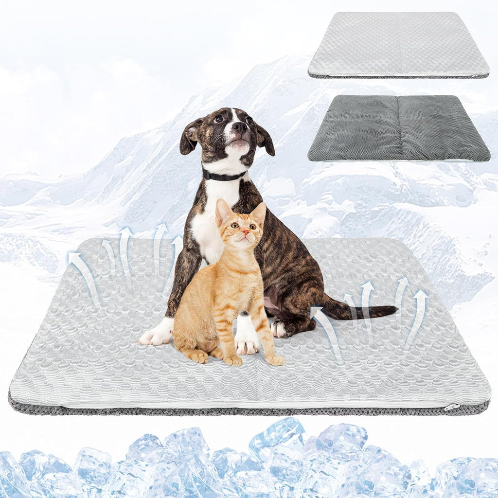Cat Cooling Mat, Cooling Pad for Dogs Cats with Ice Gel Bag to Stay Clod Longer, Two Sided Soft Kitten Sleeping Bed for Summer, Washable for Crate Kennel, Arc-Chill Cool Fiber Q-MAX >0.45, 16.5x26" - Image 12