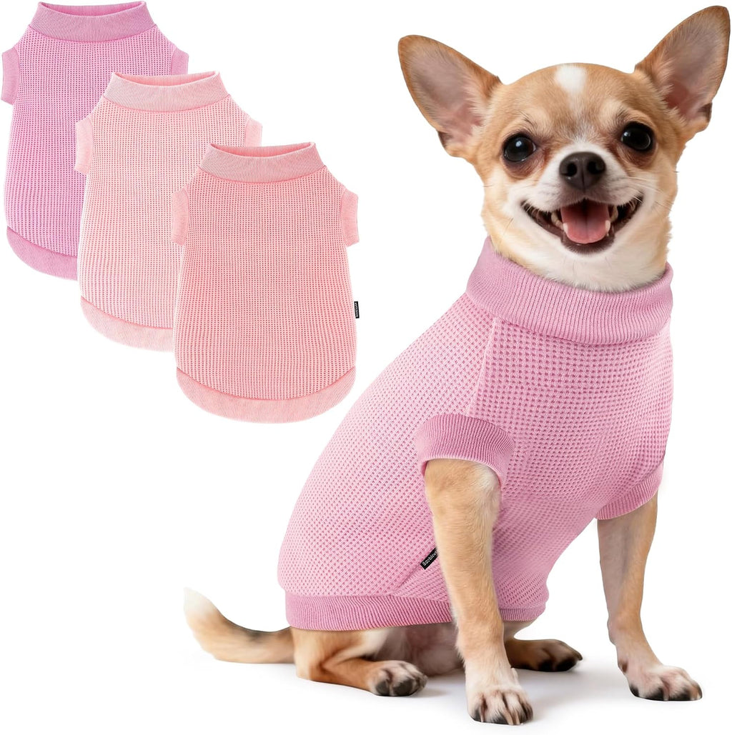 3 Pack Dog Shirt for Small Supplies Functional Waffle Dog Clothes Warm Soft Sweatshirt Outfit for Dogs Cats Pet Apparel - Image 10