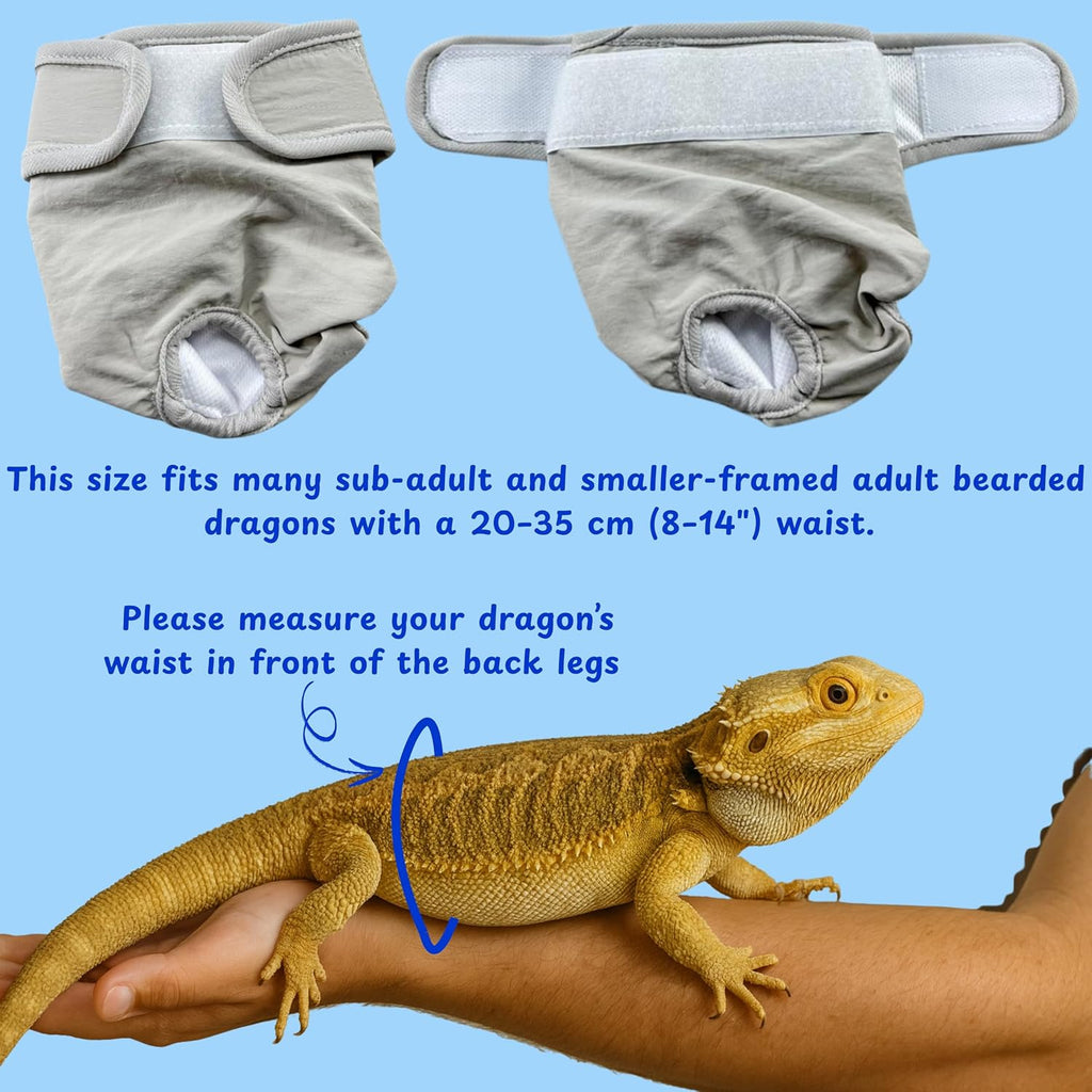 Side profile of the wearable reptile travel outfit in neutral grey