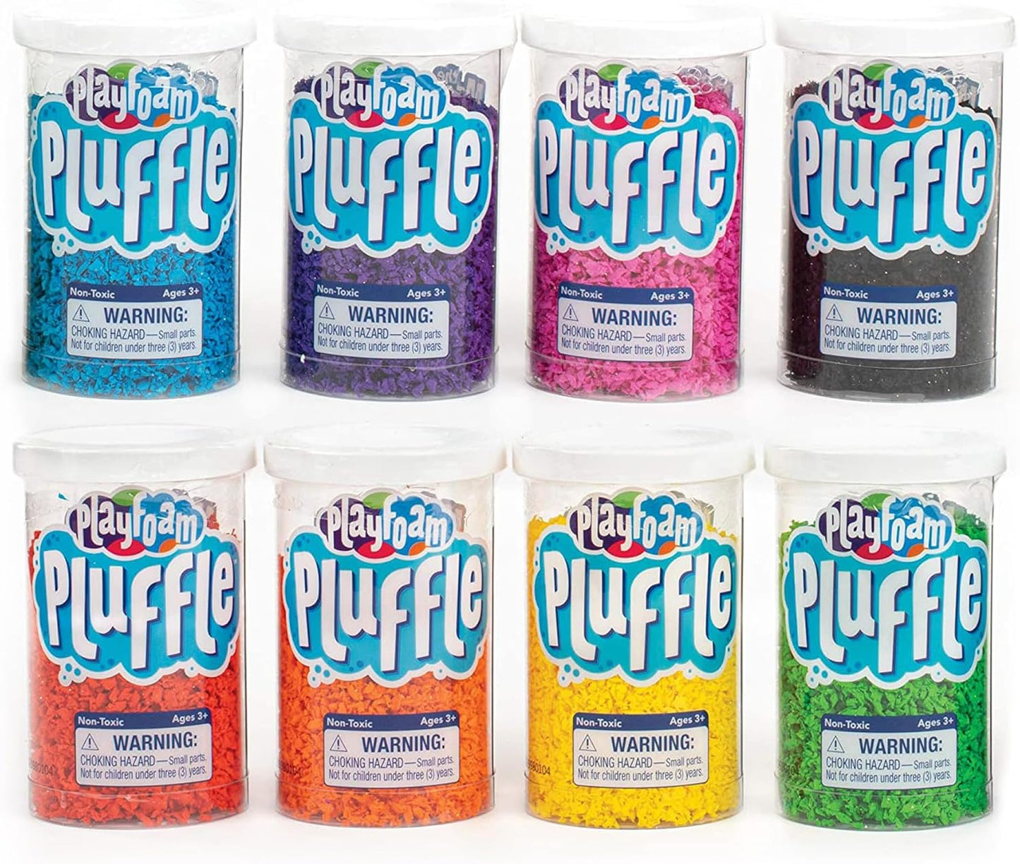 Educational Insights Pluffle Mini Eight Pack front view packaging showcasing colorful sensory foam tubes