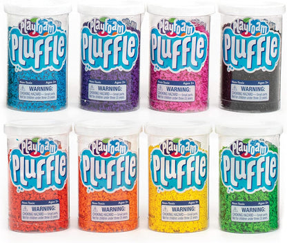 Educational Insights Pluffle Mini Eight Pack front view packaging showcasing colorful sensory foam tubes