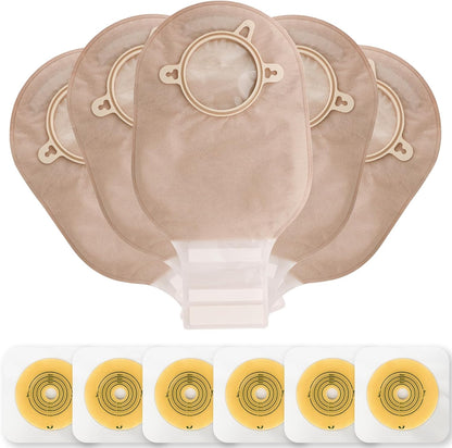 VLOOKUP two piece drainable colostomy bags set front view showing pouches and barriers
