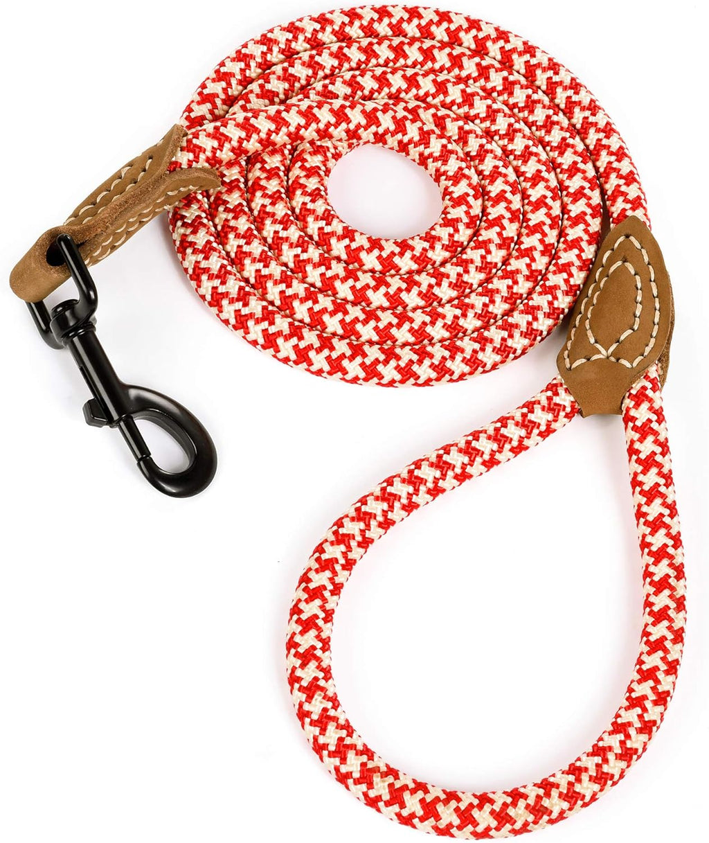 Brown forty-eight inch heavy duty pet walking rope leash side view.