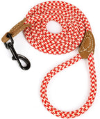 Brown forty-eight inch heavy duty pet walking rope leash side view.