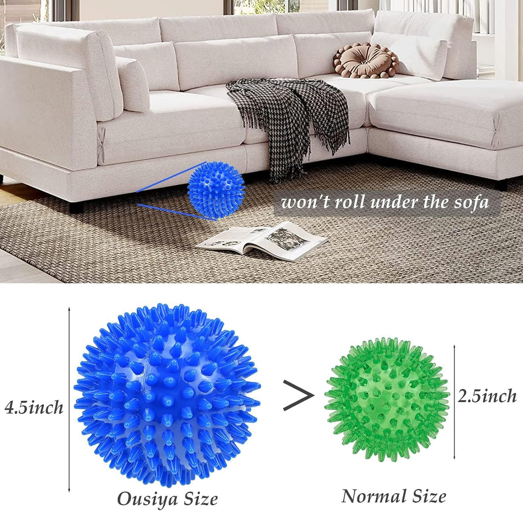 Large 4.5 inch rubber dog ball with squeaker mechanism
