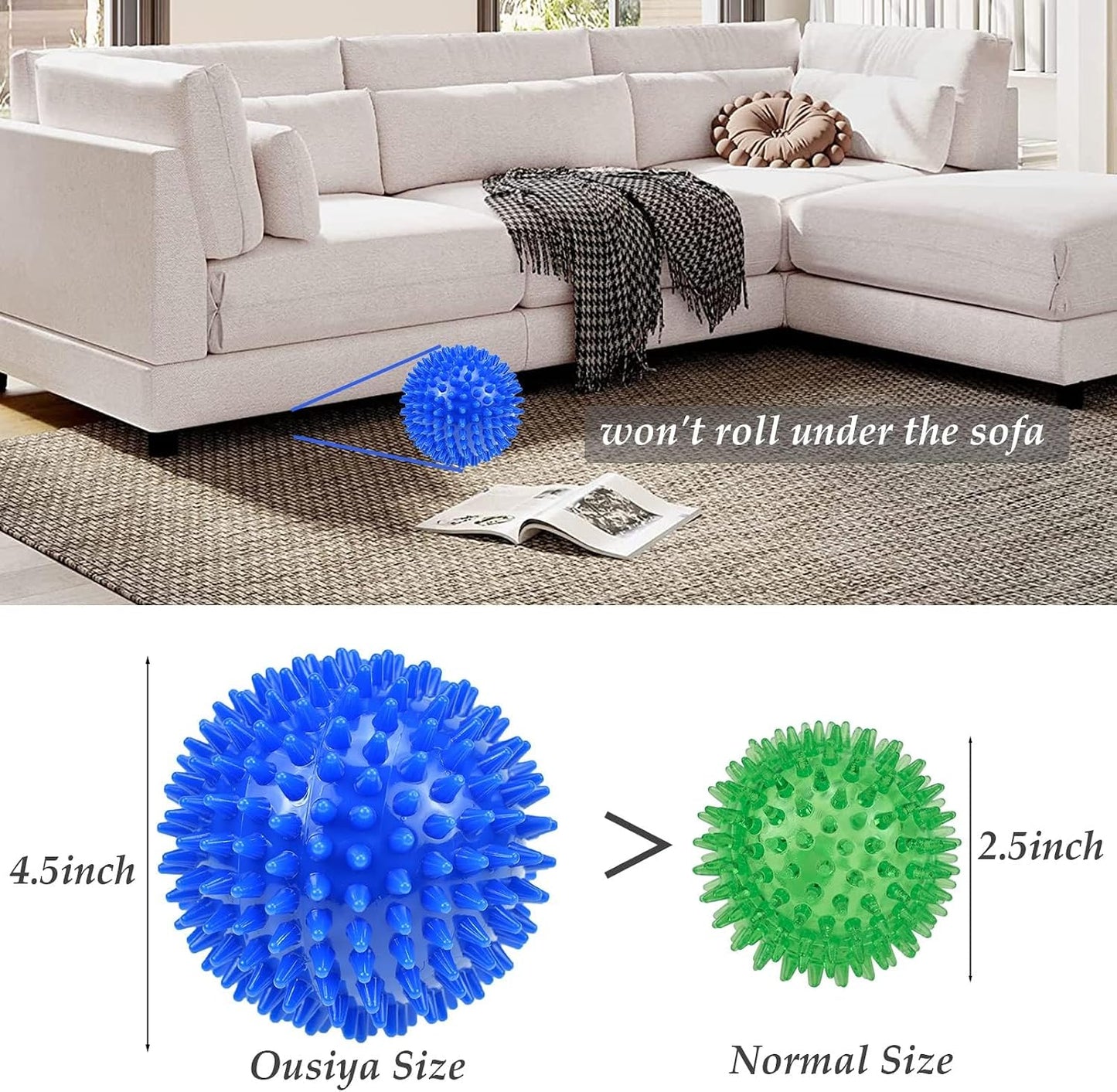Large 4.5 inch rubber dog ball with squeaker mechanism
