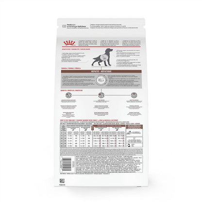 Royal Canin liver support formula dry kibble packaging for adult dogs
