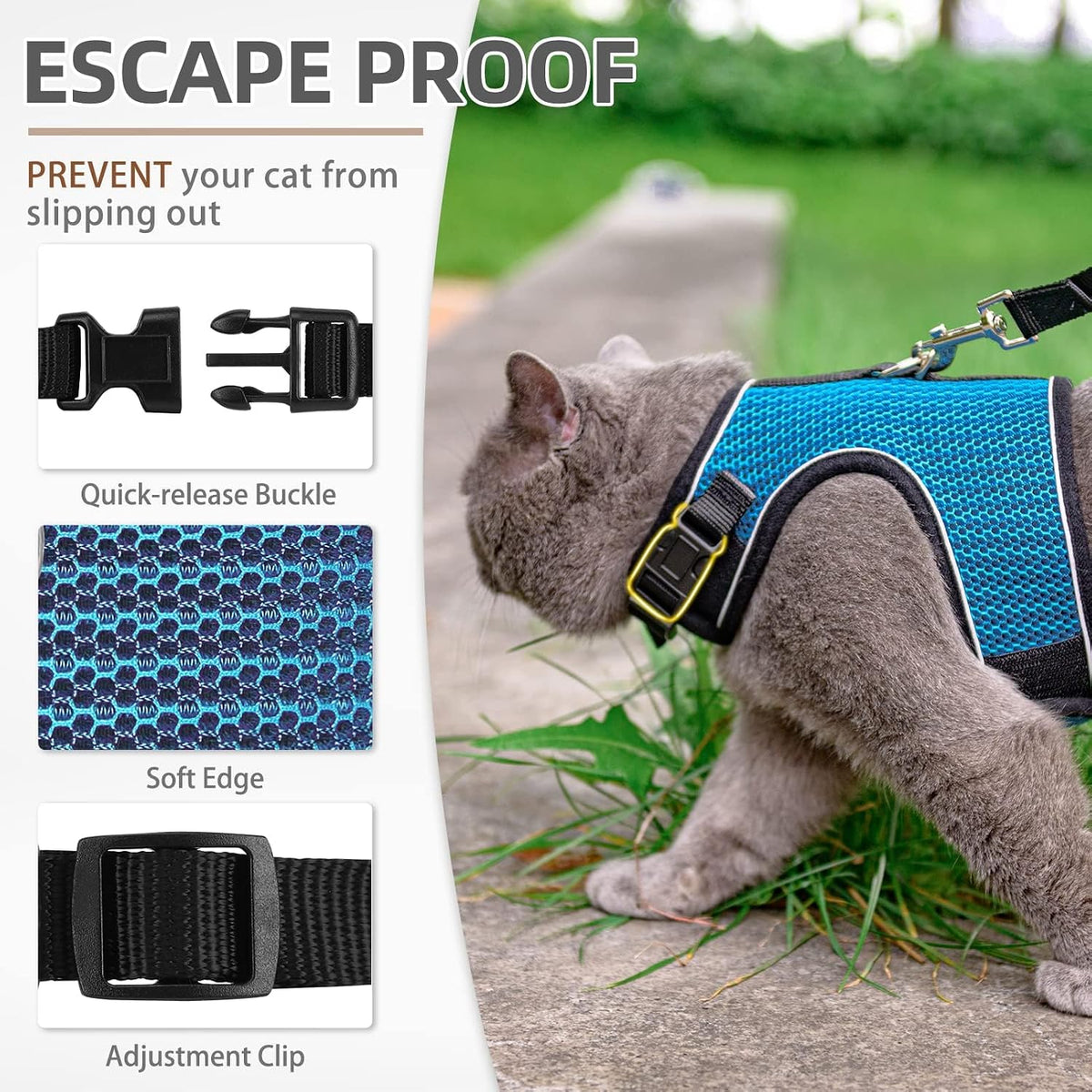 Pupteck extra large padded pet harness for adult cats and small dogs