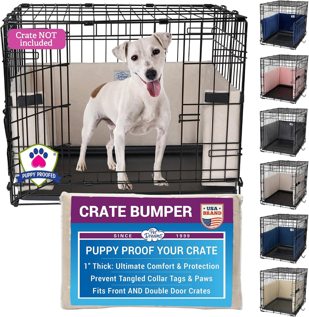 Pet Dreams Dog Crate Bumper - Patented Comfy Liner & Dog Tail Protector for Inside Crate, Fits iCrate Cages 18, 24, 30, 36, 42, 48 Inches (Khaki, Medium, 30") - Image 12