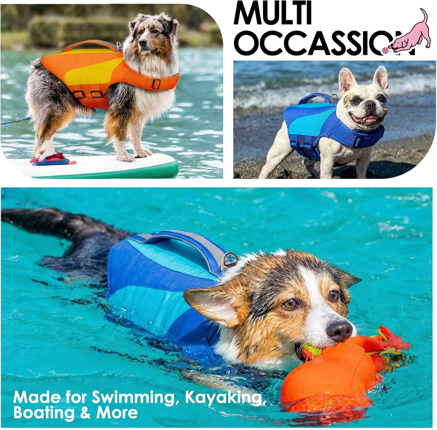 Thick foam padded puppy swimsuit for swimming lessons and pool safety