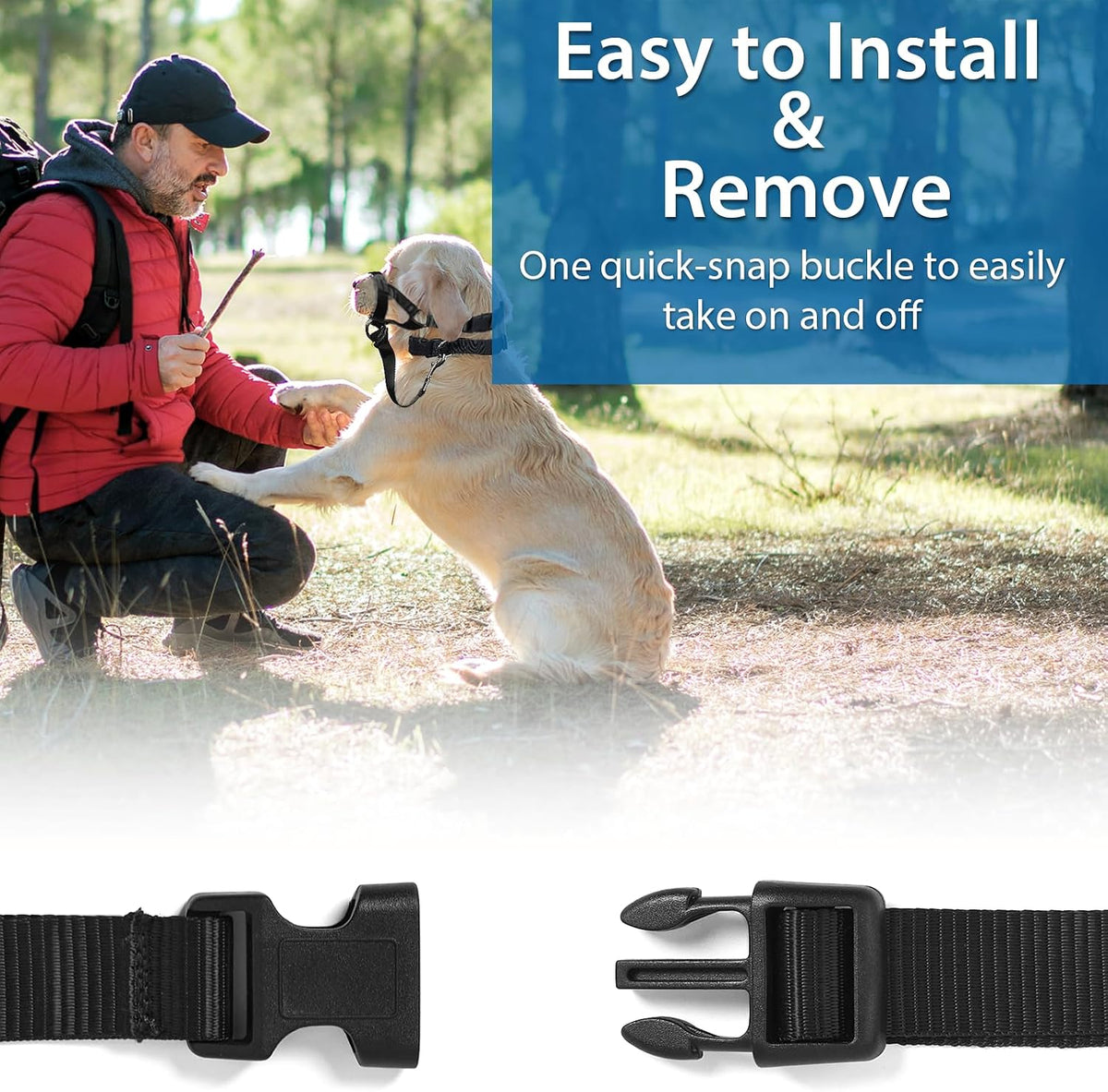 Barkless dog training tool package with included instructional guide.