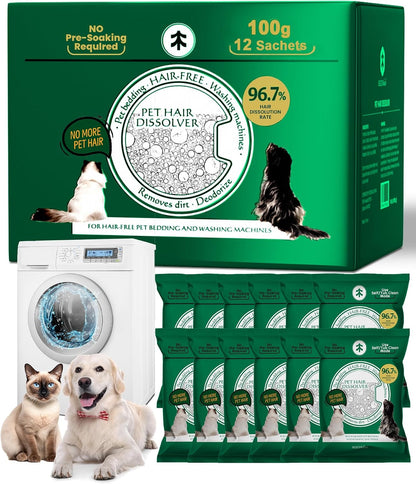 SEMECH by Seedshub Pet Hair Dissolver for Washing Machine Cleaner-2 Sachets, 96.7% Hair Dissolution, Dog Cat Hair | Stain | Odor Remover for Laundry, HE/Top/Front-Load Compatible, Septic Safe - Image 9