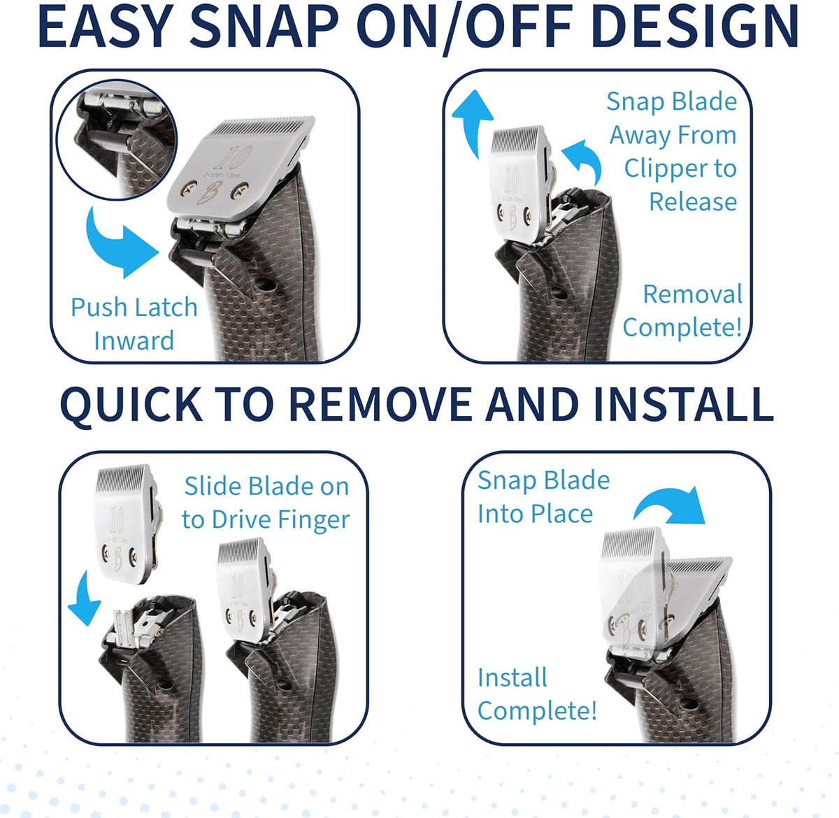 Bucchelli professional high carbon steel pet grooming blade angled product view