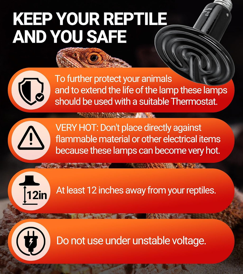 REPTI ZOO crack resistant night heat lamp for snake enclosures