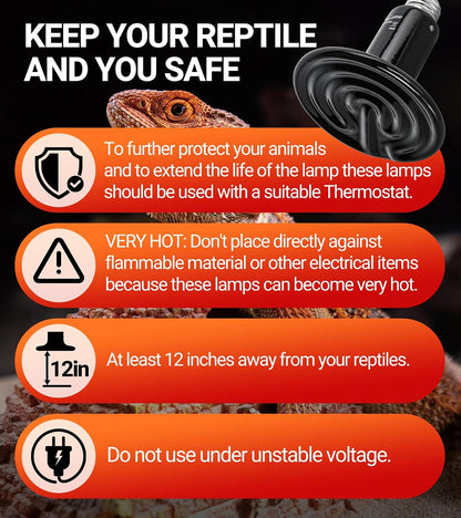 REPTI ZOO crack resistant night heat lamp for snake enclosures
