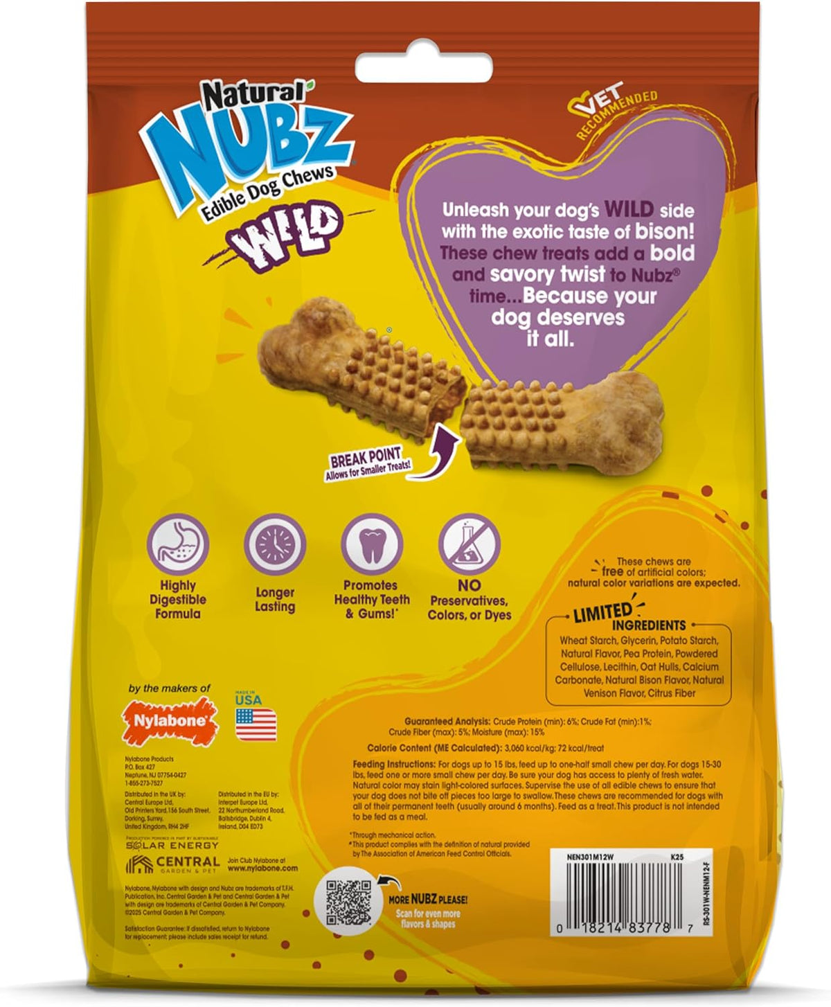 Small breed dog treat bones by Nylabone showcasing the breakable natural chew design