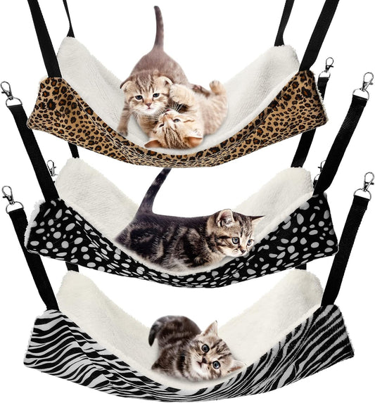 BBTO 3 Pcs Reversible Pet Hammock Soft Plush Cat Hanging Hammock Guinea Pig Bed Rat Cage Accessories for Puppy Dog Piggy Kitten Ferret Rabbit Other Small Animals(Dot) - Image 1