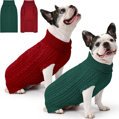 Dog Sweater 2 Pack for Small Dogs, Size S, Pink & Purple | Stretchy cable knit turtleneck, machine washable, high belly cut, comfy winter fit for Chihuahua, Maltese - Image 13