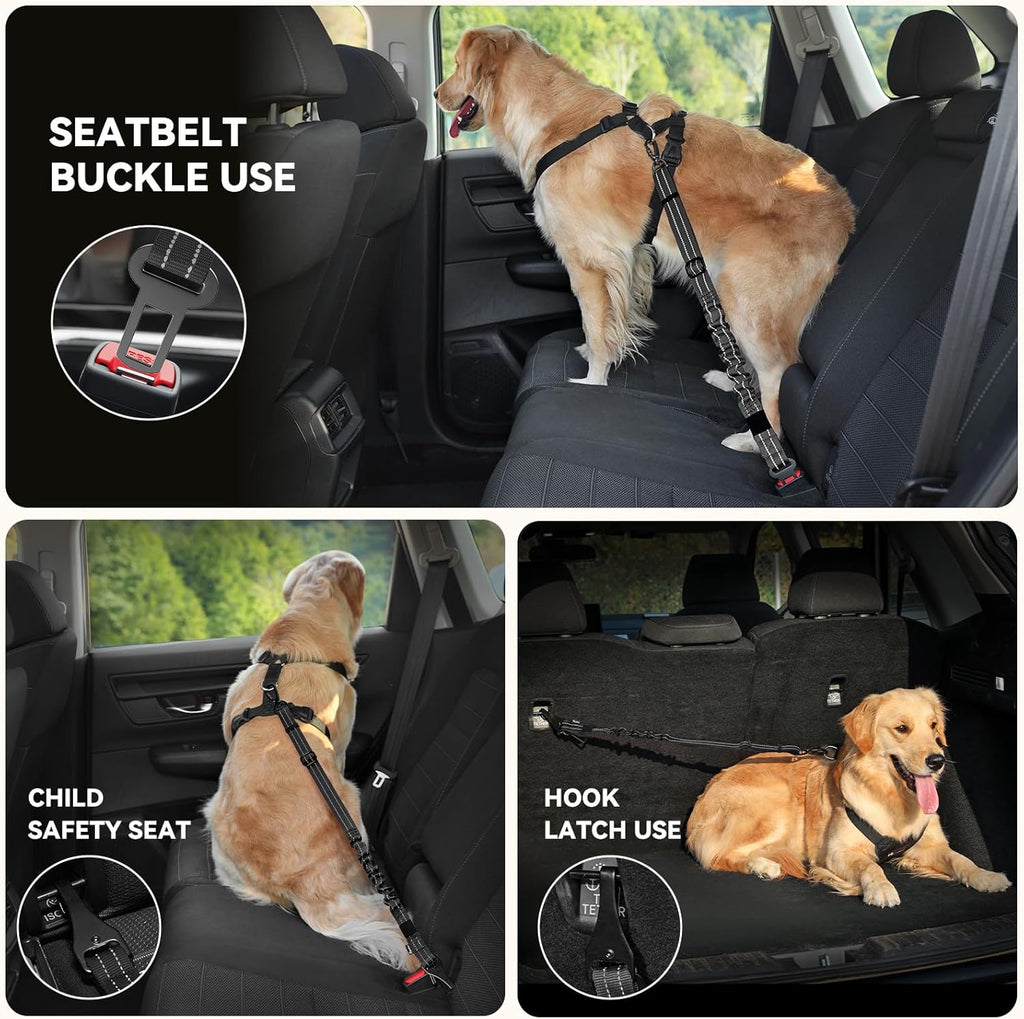 Reflective detail on Pawaboo dog car seatbelt strap