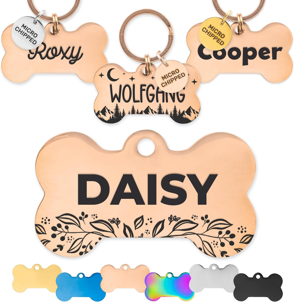 ExcelMark Pet ID Tags - Customized Dog and Cat Tags (Round, Gold) - Image 13