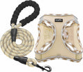 Haapaw dog harness and leash set beige checkered front view step-in padded vest