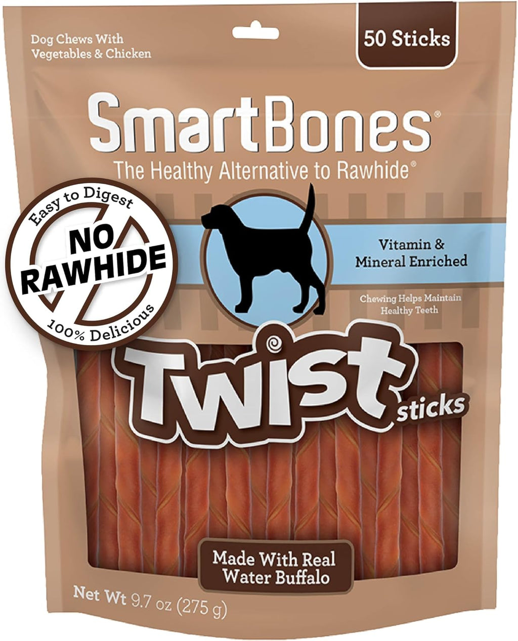 SmartBones bulk pack of fifty twist sticks for small and medium dogs.