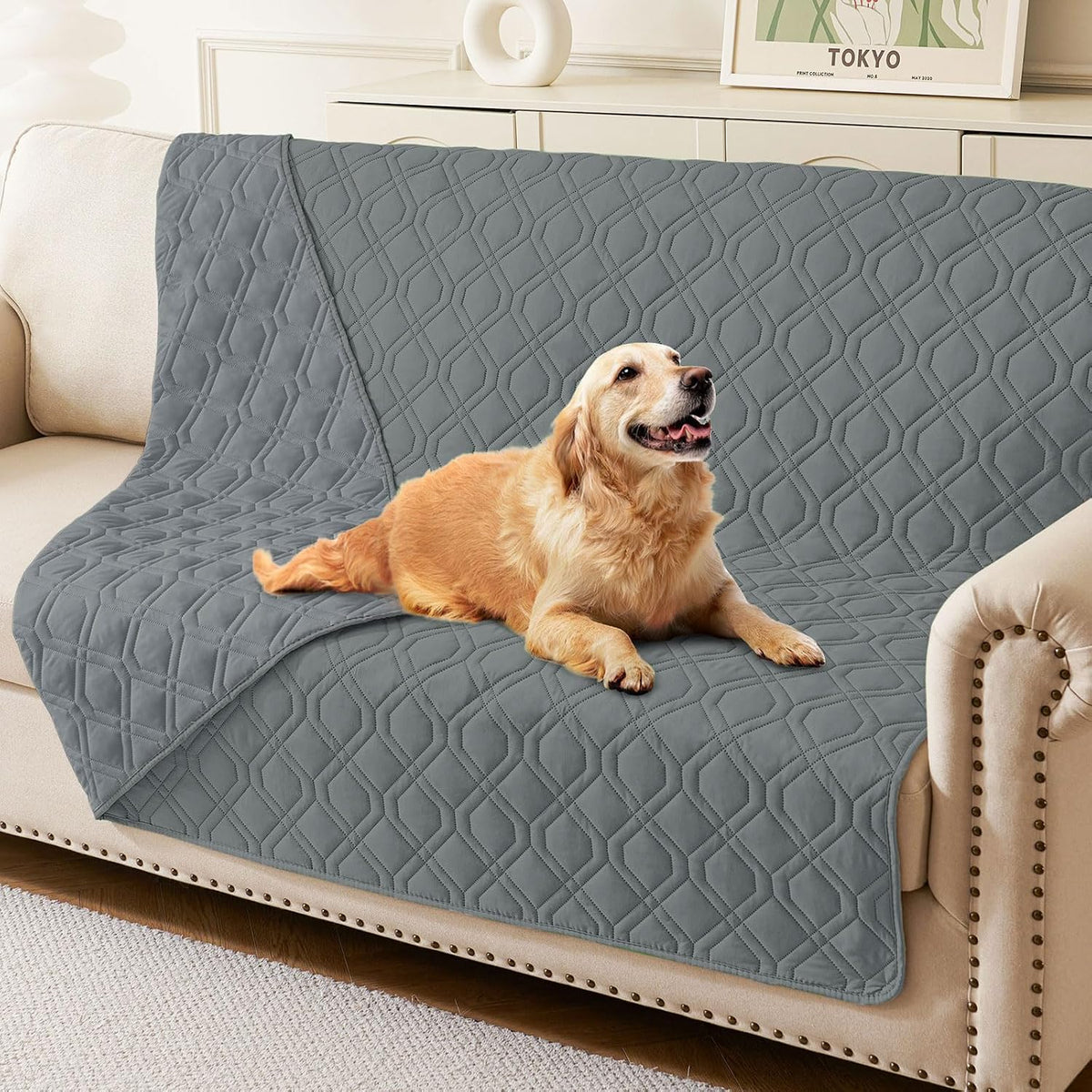 hyha Waterproof Dog Bed Blanket, Soft Pet Blankets, Waterproof Couch Cover for Dogs, Reversible Sofa Covers Washable for Furniture (30x70 Inch, Grey/Dark Grey) - Image 12