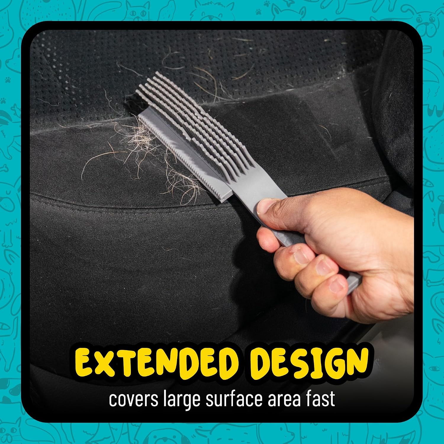 Close up view of the dual edge electrostatic rubber bristles on the detailing tool.