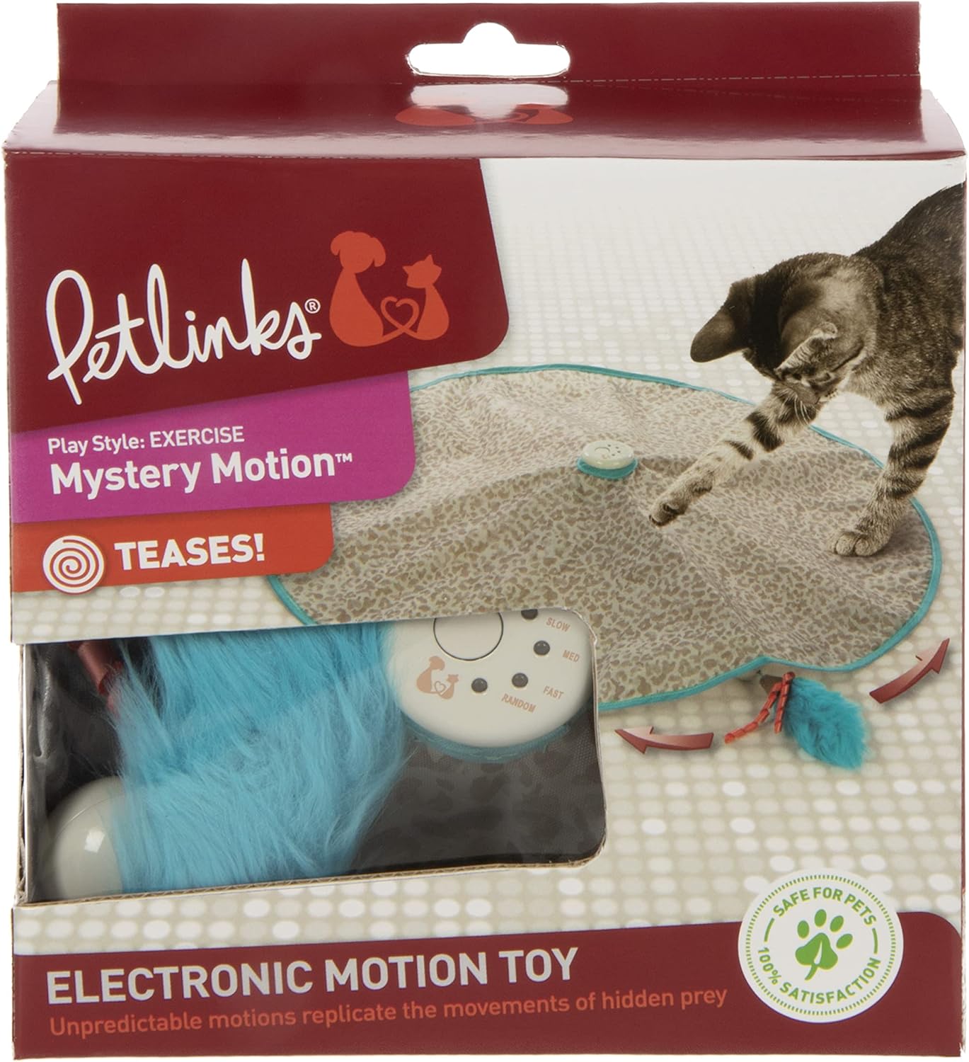 Concealed moving wand cat toy with four adjustable speed controls