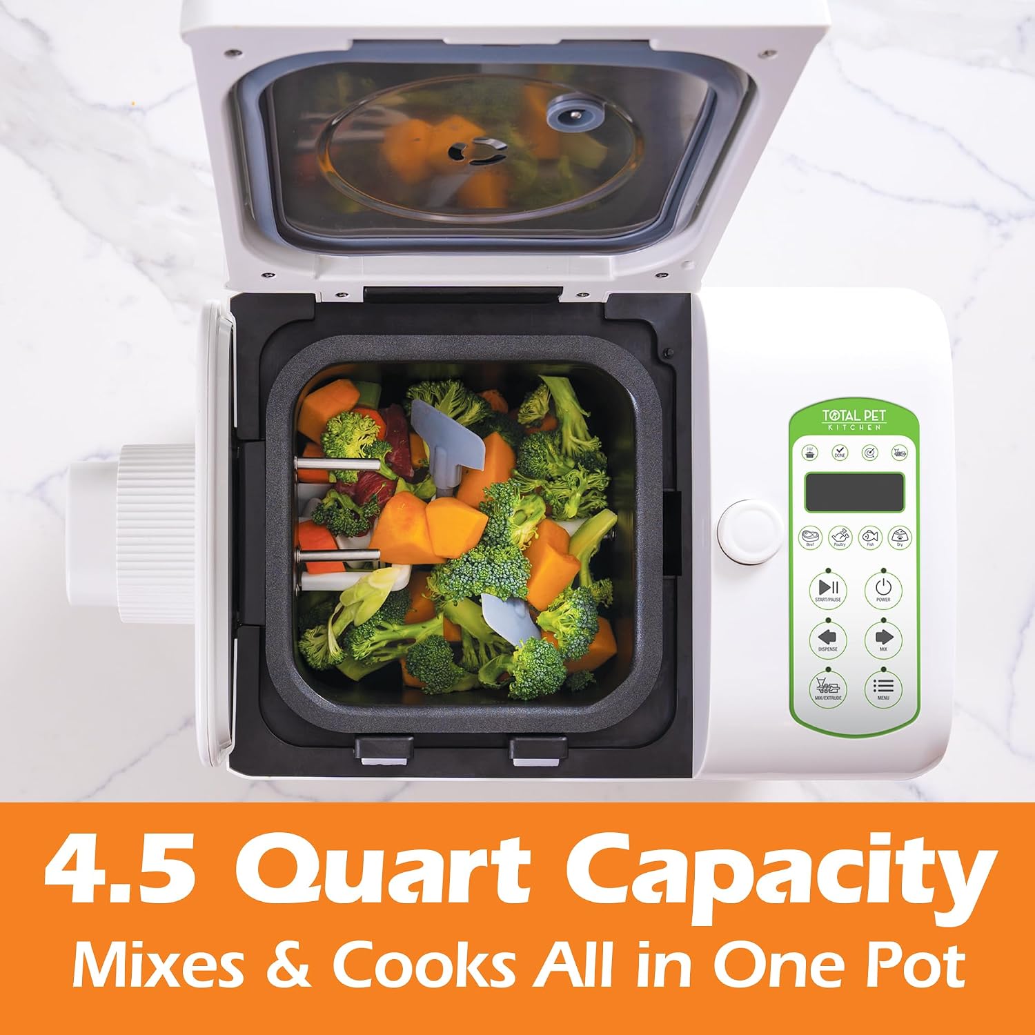 Total Pet Kitchen USA imported automatic pet chef cooker on kitchen counter