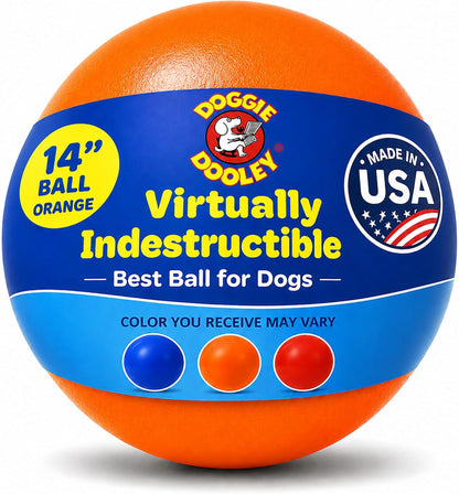 Doggie Dooley Virtually Indestructible Dog Ball - 10 Inch Hard Plastic Interactive Dog Toy for Large Breeds Over 45+ lbs - Built for Herding & Push Play - Floats in Water, Made in USA - Red - Image 10