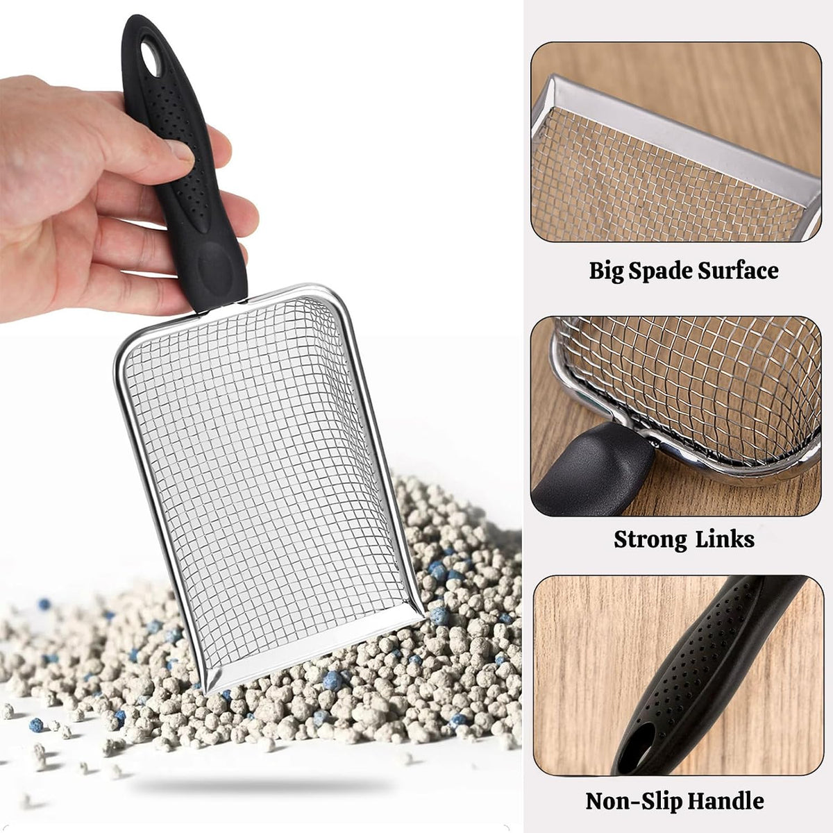 Stainless steel animal waste shovel set for rabbit and hamster cages