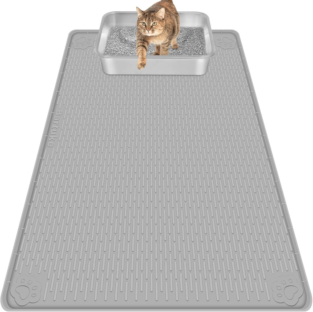 Bartuke Silicone Cat Litter Mat extra large grey front view
