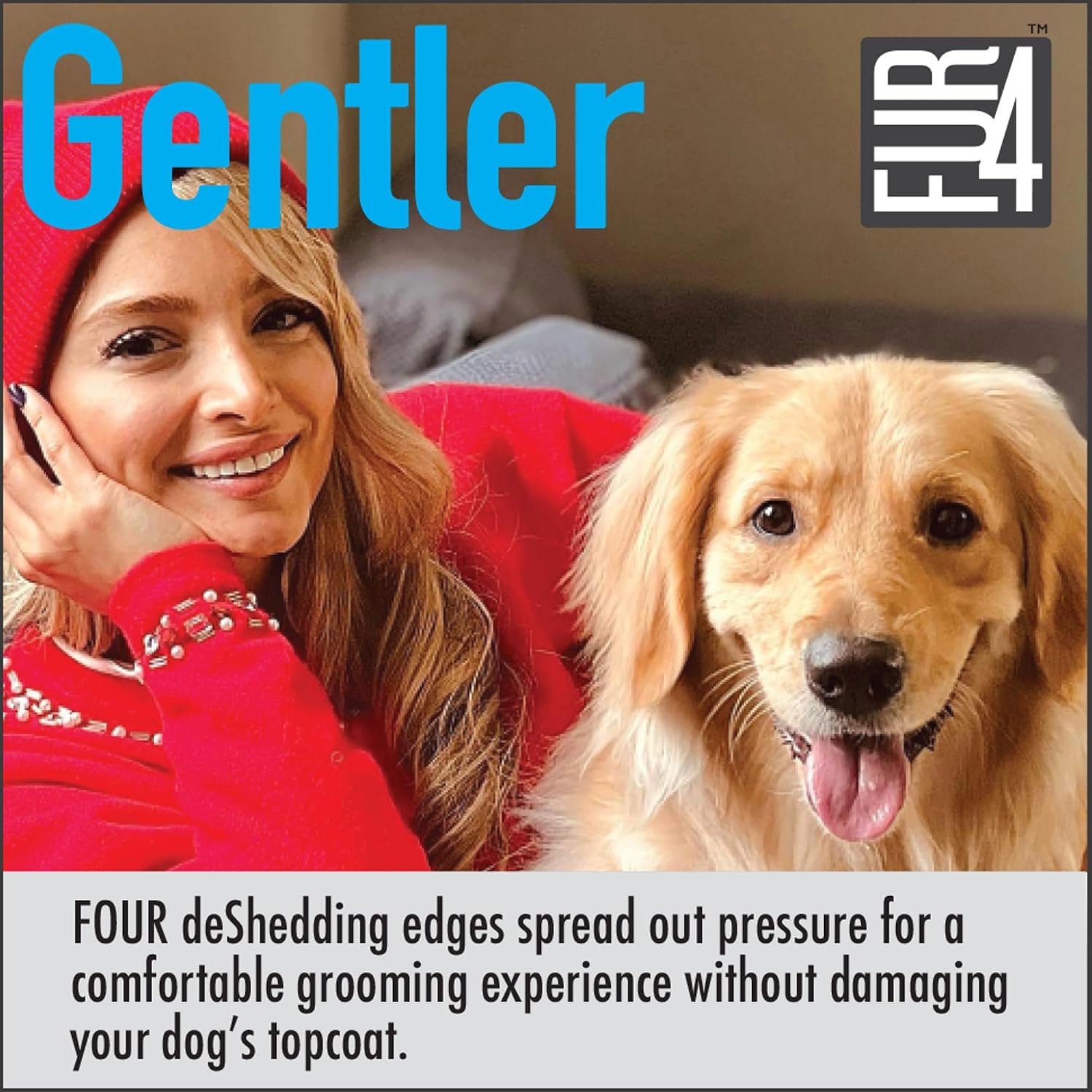 FUR4 pet grooming tool displaying four carbon fiber edges