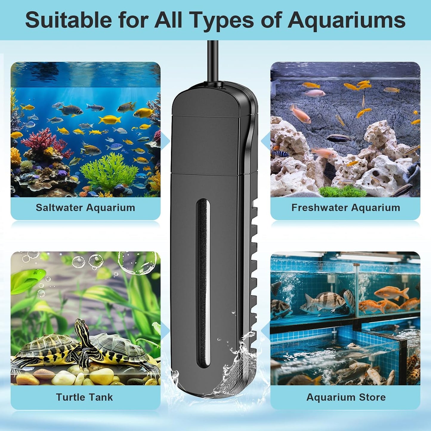 Aquarium heater showing safety power-off feature