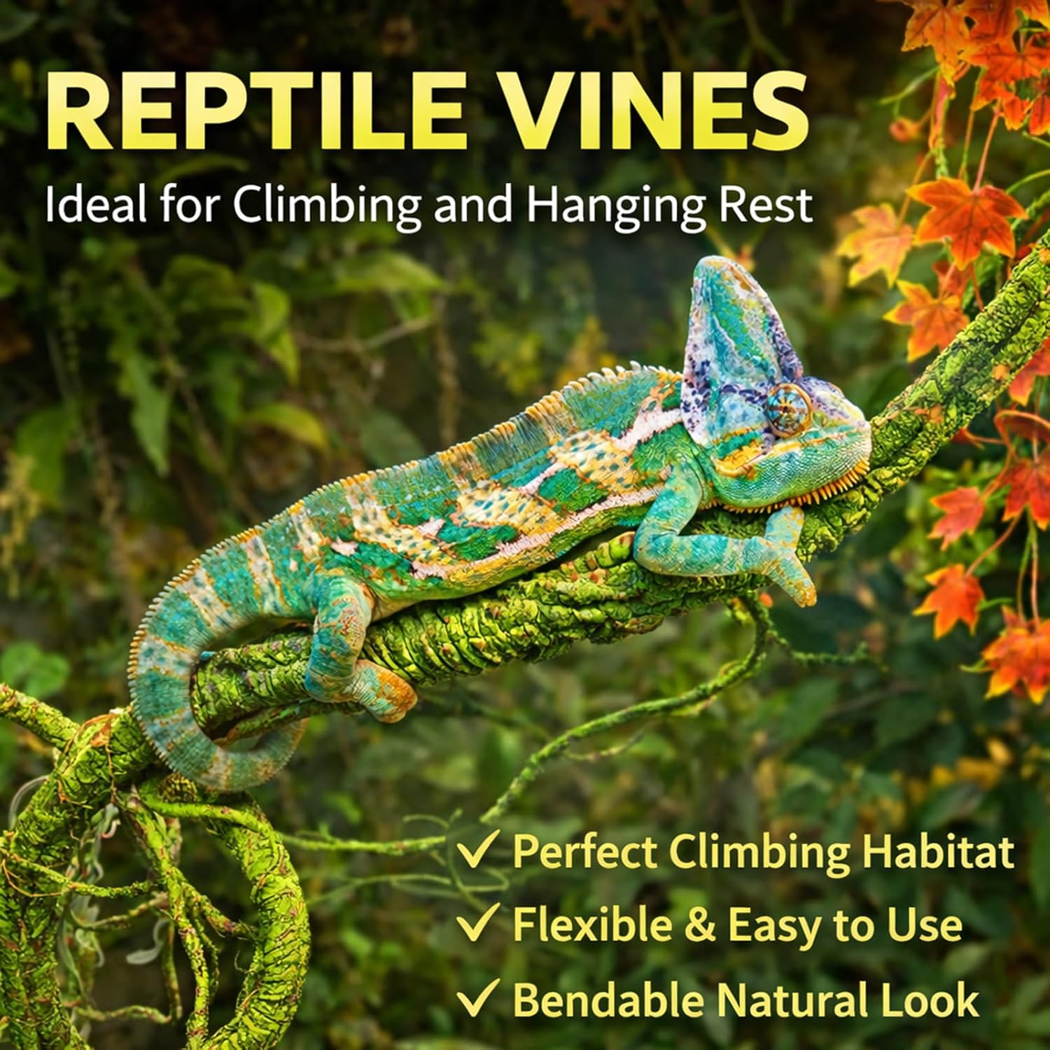 Bendable wire-core reptile vine close up detail