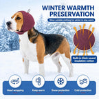 Nanaki imported USA pet care ear protection snood on a calm dog.