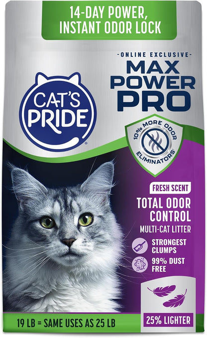 Cat's Pride Max Power: Total Odor Control - Up to 10 Days of Powerful Odor Control - Strong Clumping - Hypoallergenic - 99% Dust Free - Multi-Cat Litter, Unscented, 15 Pounds - Image 13