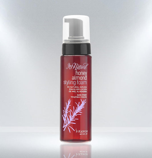 INFLUANCE It's Natural Honey Almond Styling Foam front view pump bottle mousse