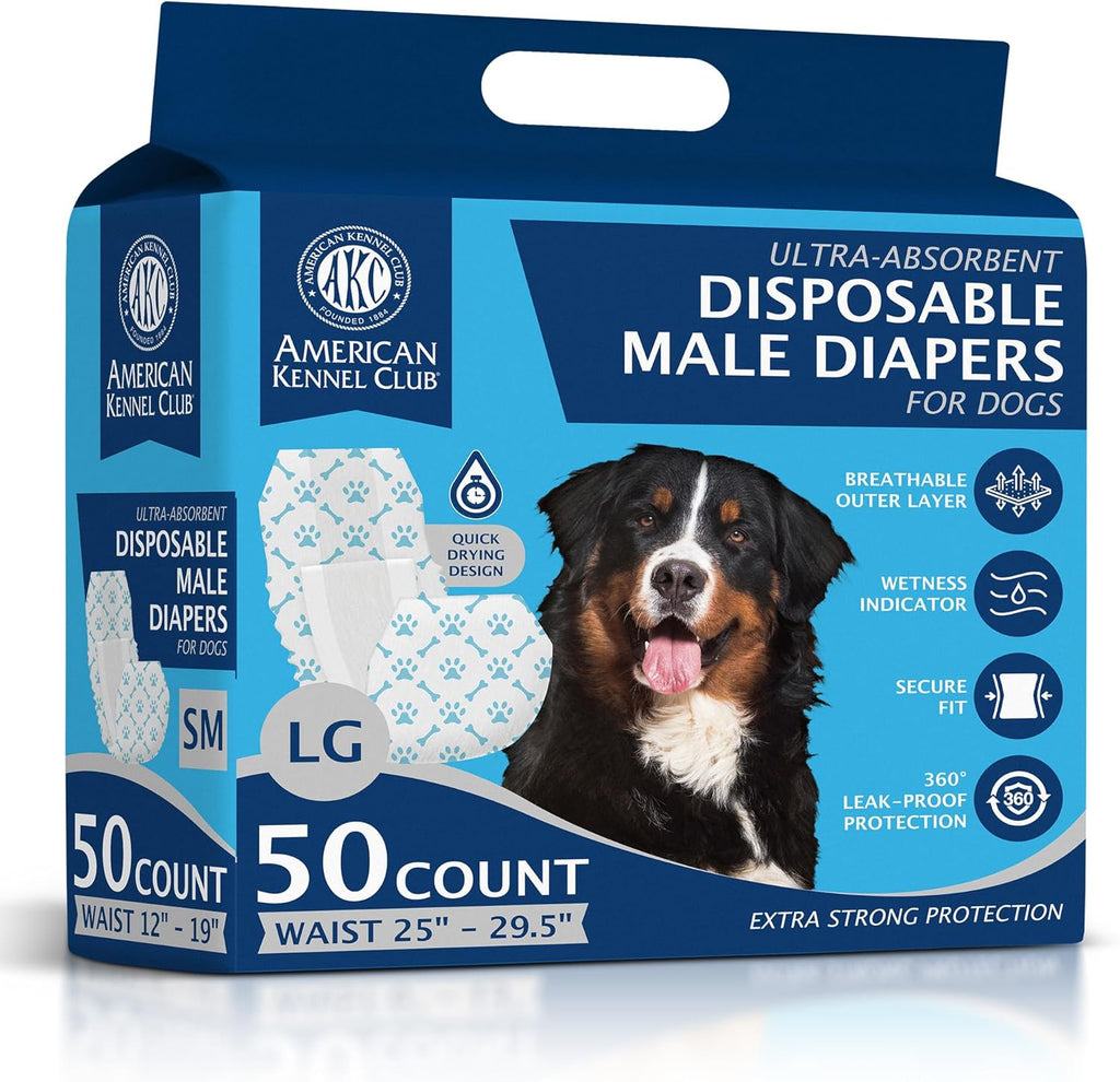 American Kennel Club Male Dog Wrap, Disposable Diapers with Wetness Indicator, Medium, 50 Count - Image 11