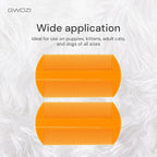 Side profile of orange Gwozi double sided pet grooming tool