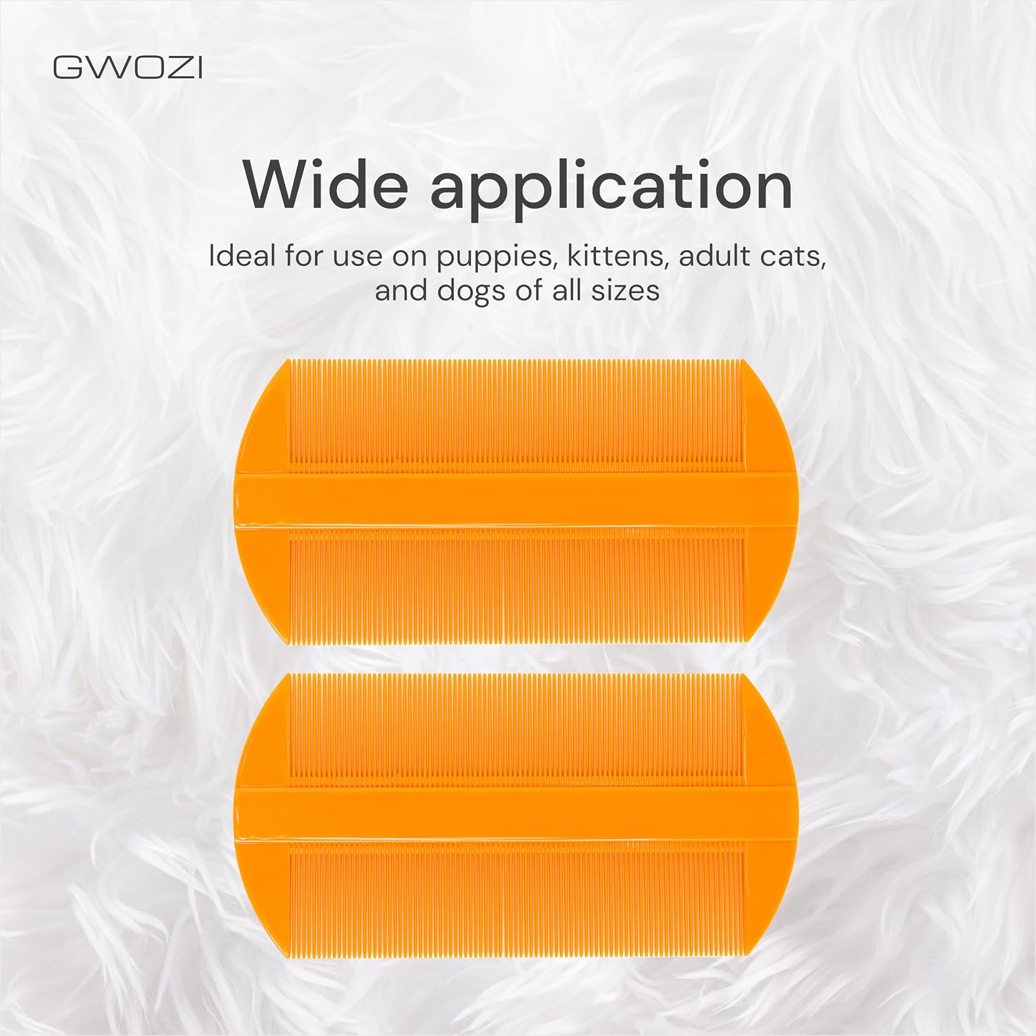Side profile of orange Gwozi double sided pet grooming tool