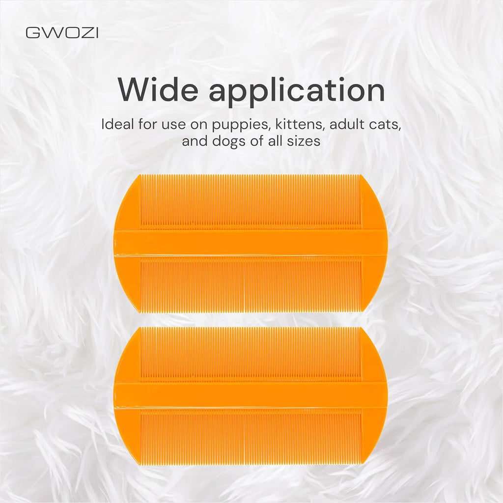 Three piece orange flea comb set for dog grooming