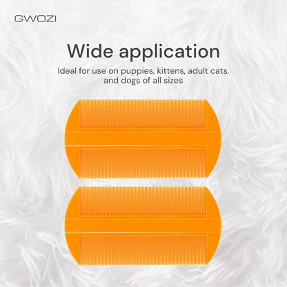 Three piece orange flea comb set for dog grooming
