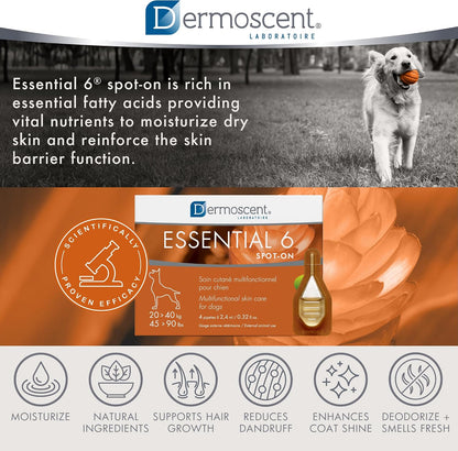 Dermoscent Essential 6 spot-on - Dog Skin Care for Dandruff & Allergy Relief with Vitamin E Oil - Anti Itch for Dogs - Natural Ingredients for Sensitive Skin - Dogs 20-40 kg - 4 Pipettes of 2.4 ml - Image 9