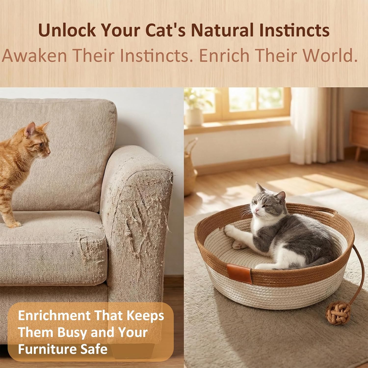 Flexible walls of Cingcinq cat bed showing durability