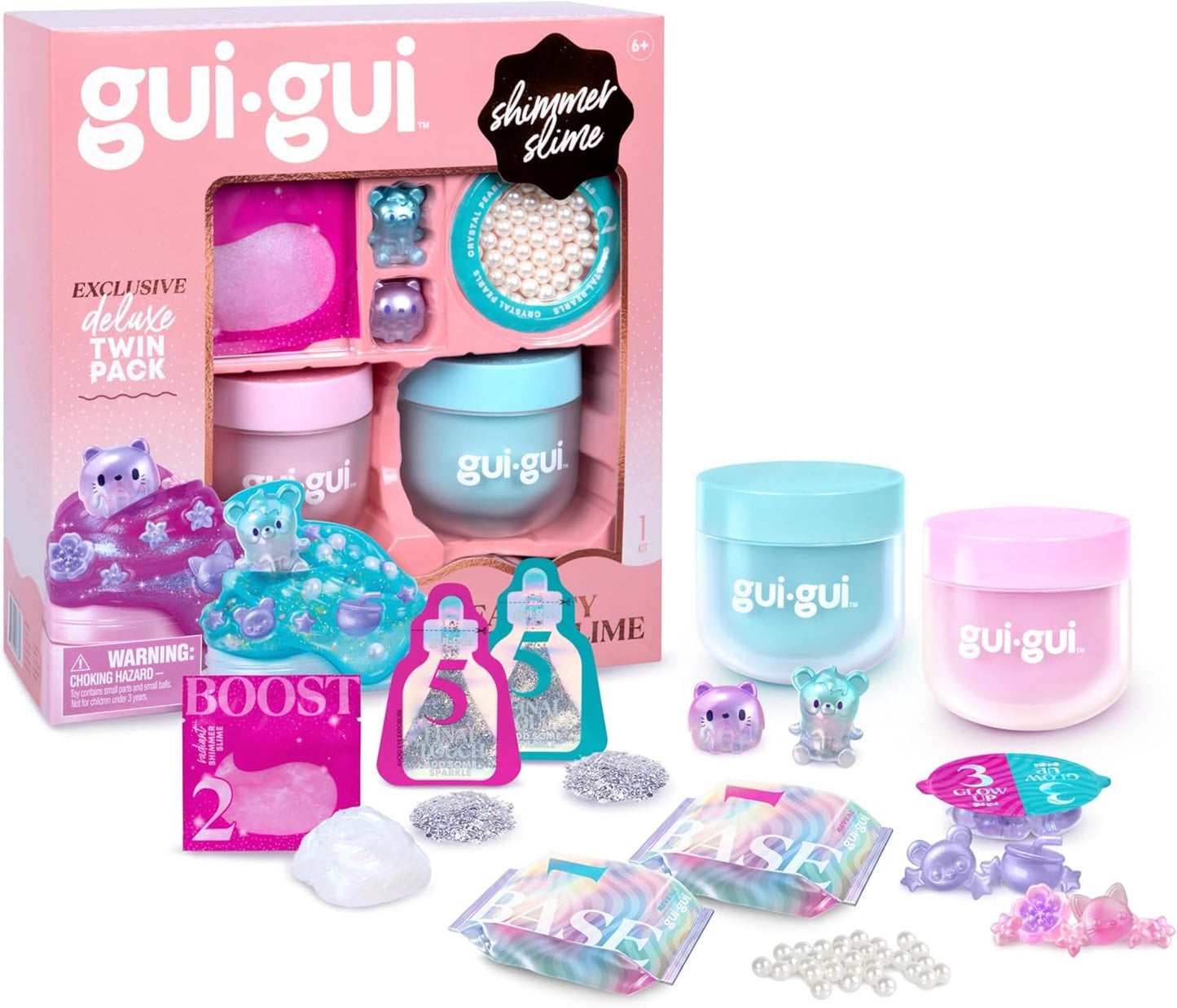 Gui Gui Shimmer Deluxe Duo Pack box packaging front view showing two iridescent slimes.