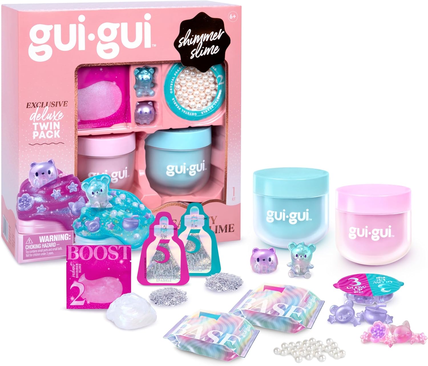 Gui Gui Shimmer Deluxe Duo Pack box packaging front view showing two iridescent slimes.