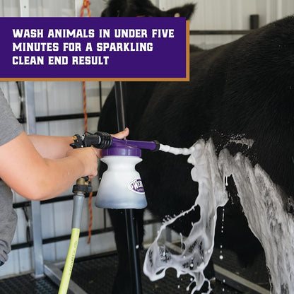 Weaver Leather livestock shampoo sprayer with purple nozzle attachment